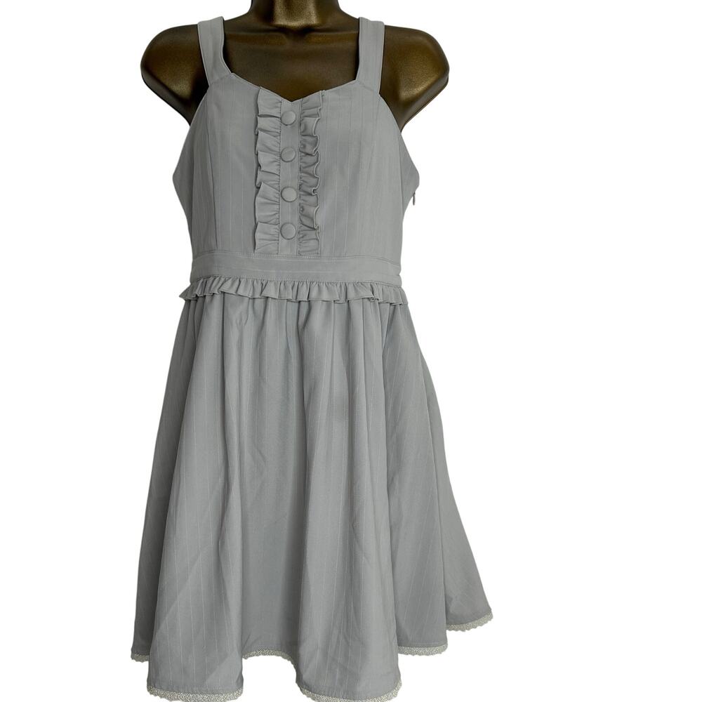 Secret Honey gray sleeveless dress ruffle Kawaii J Fashion